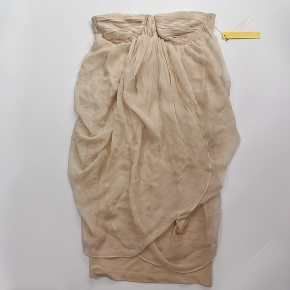 Alice + Olivia by Stacey Bendet Jemma Bustier Crossover Dress Silk Nude Size 0 - Picture 4 of 12